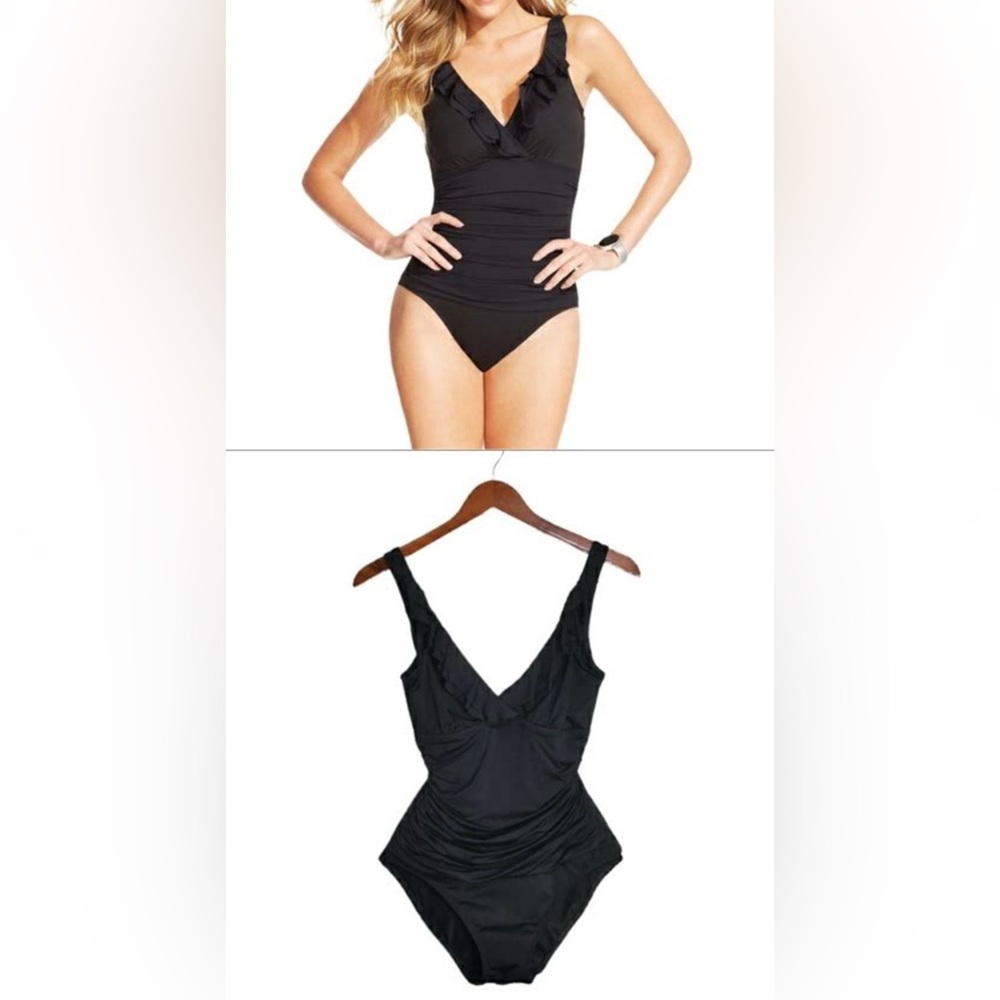 Lauren Ralph Lauren Black Ruffle One-Piece Swimsuit NWT Size 6
